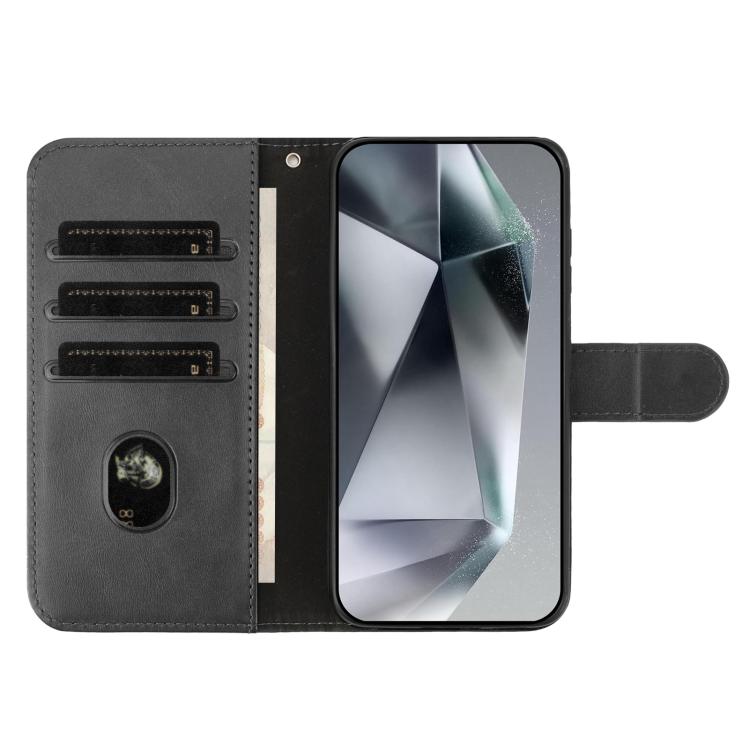 For Samsung Galaxy S25 5G Dual-Folded S-shape Leather Phone Case