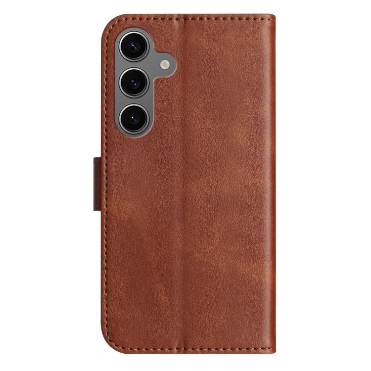 For Samsung Galaxy S25 5G Dual-Folded S-shape Leather Phone Case