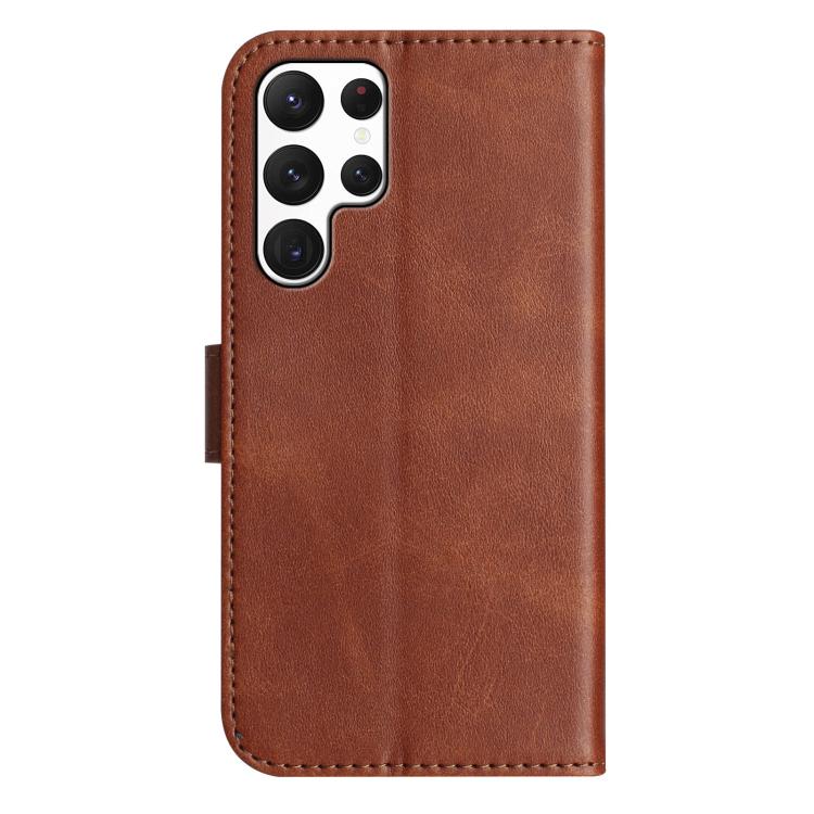 For Samsung Galaxy S24 Ultra 5G Dual-Folded S-shape Leather Phone Case
