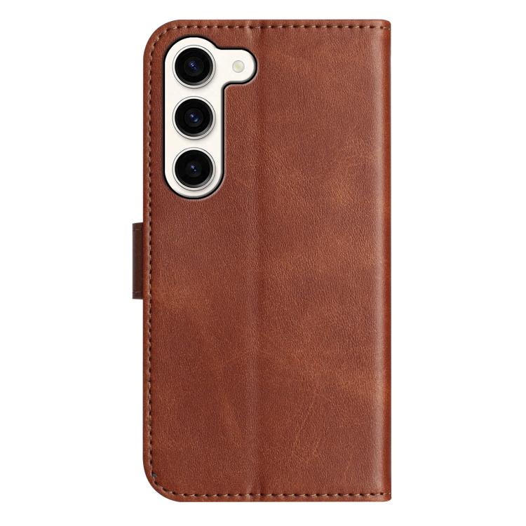 For Samsung Galaxy S23+ 5G Dual-Folded S-shape Leather Phone Case