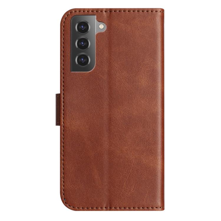 For Samsung Galaxy S21 5G Dual-Folded S-shape Leather Phone Case