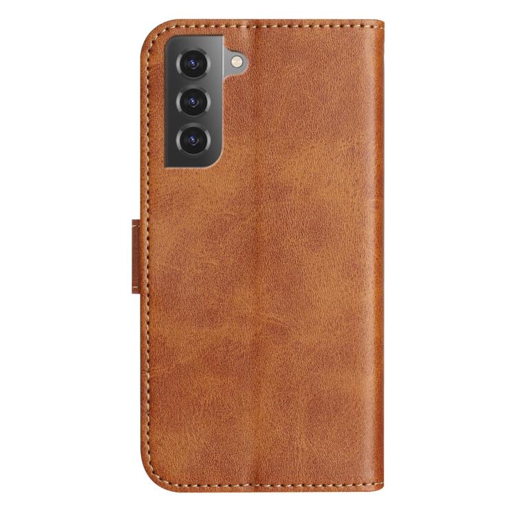 For Samsung Galaxy S21 5G Dual-Folded S-shape Leather Phone Case