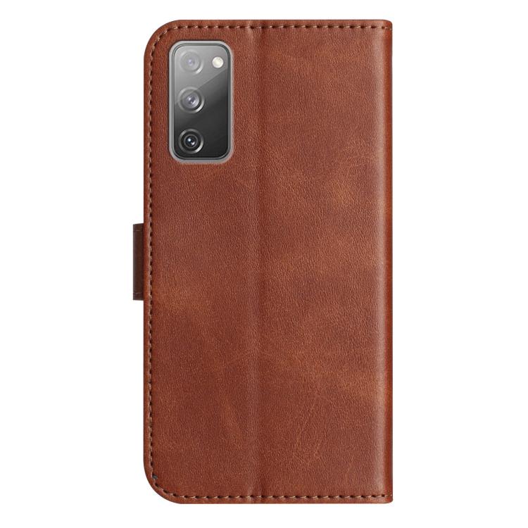 For Samsung Galaxy S20 FE Dual-Folded S-shape Leather Phone Case