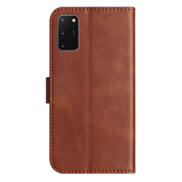 For Samsung Galaxy S20+ Dual-Folded S-shape Leather Phone Case