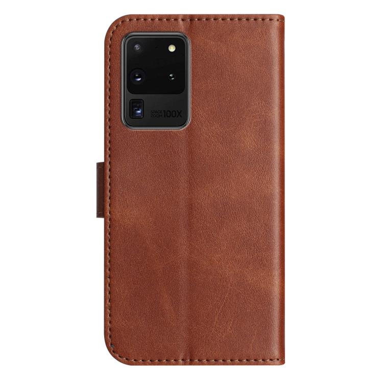 For Samsung Galaxy S20 Ultra Dual-Folded S-shape Leather Phone Case