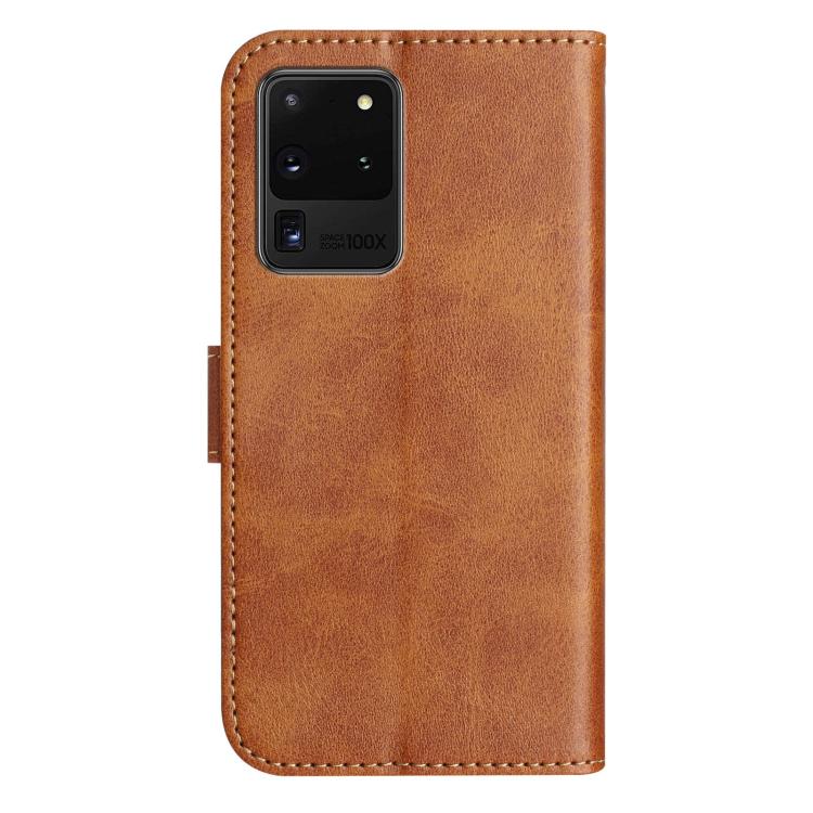 For Samsung Galaxy S20 Ultra Dual-Folded S-shape Leather Phone Case