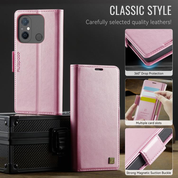 For Redmi 11A / 12C AutSpace A11 Side Buckle MagSafe Magnetic RFID Phone Leather Case