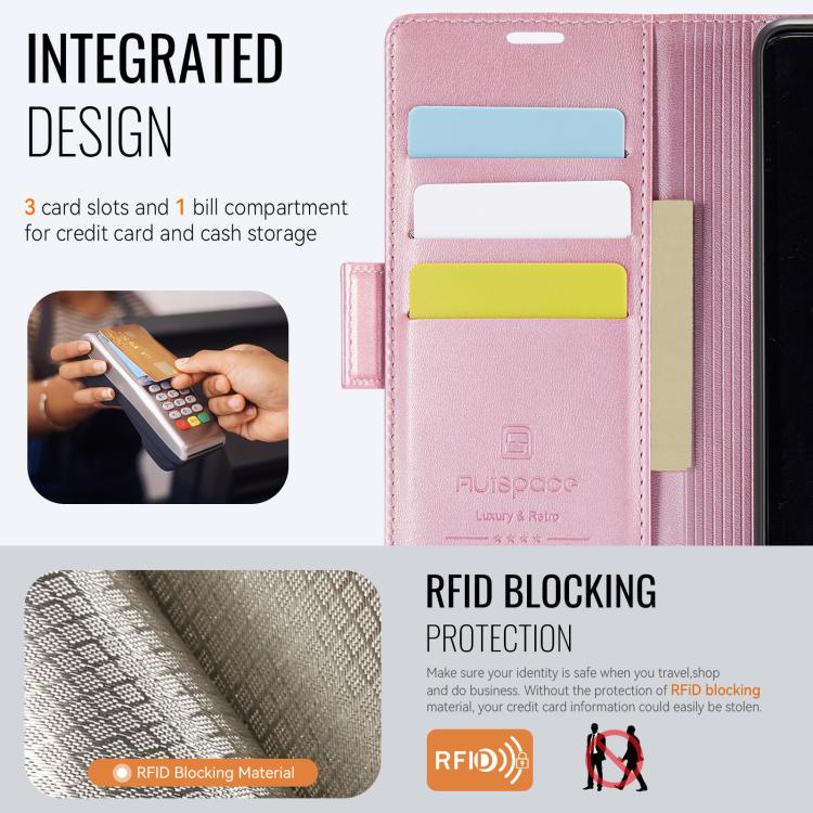 For Redmi 13C AutSpace A11 Side Buckle MagSafe Magnetic RFID Phone Leather Case