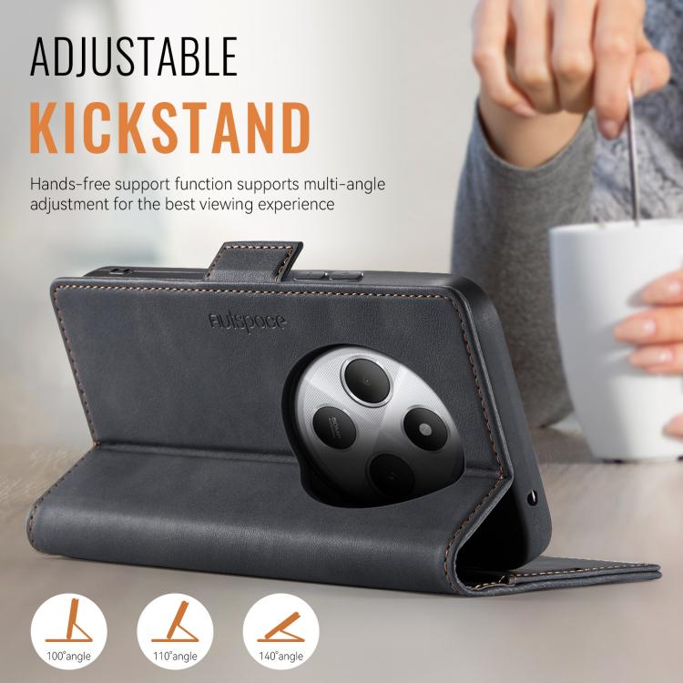 For Redmi 14C 5G AutSpace A11 Side Buckle MagSafe Magnetic RFID Phone Leather Case