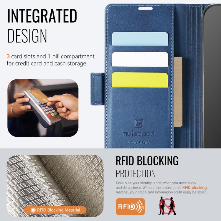 For Redmi 14C 5G AutSpace A11 Side Buckle MagSafe Magnetic RFID Phone Leather Case