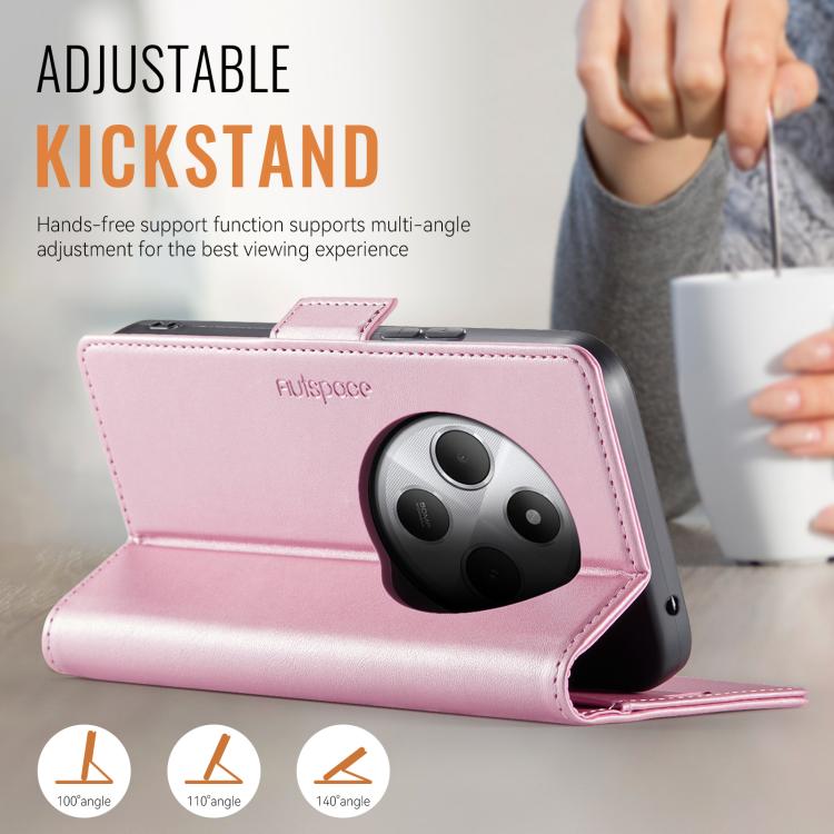 For Redmi 14C 5G AutSpace A11 Side Buckle MagSafe Magnetic RFID Phone Leather Case