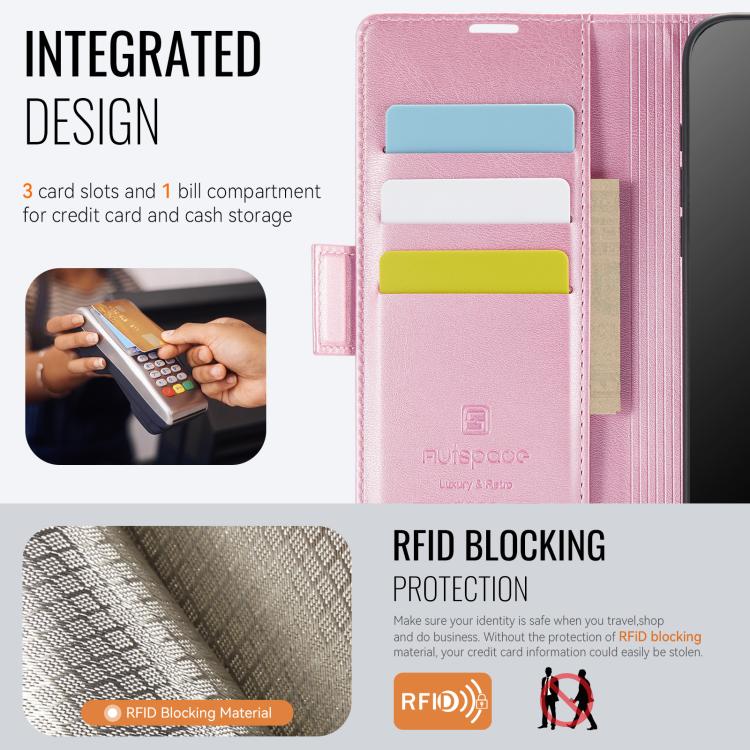 For Redmi 14C 5G AutSpace A11 Side Buckle MagSafe Magnetic RFID Phone Leather Case