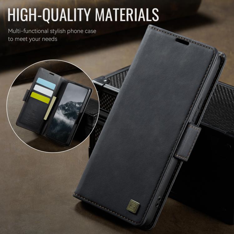 For Redmi Note 13 5G AutSpace A11 Side Buckle MagSafe Magnetic RFID Phone Leather Case