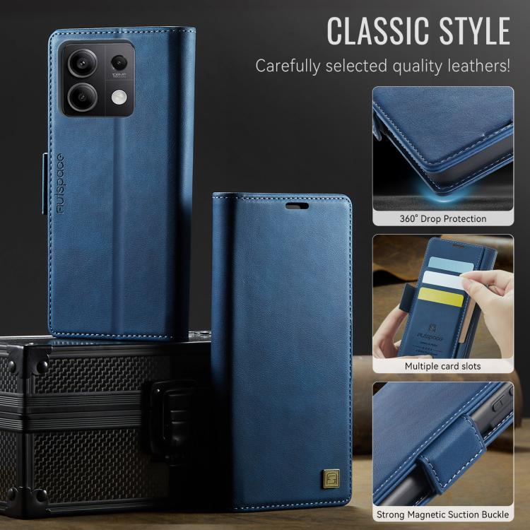 For Redmi Note 13 5G AutSpace A11 Side Buckle MagSafe Magnetic RFID Phone Leather Case