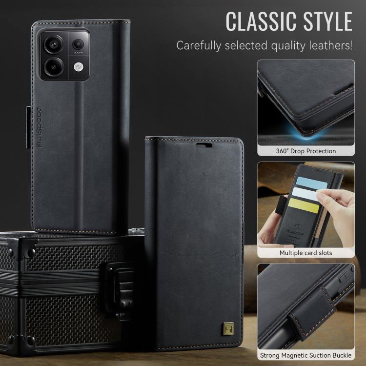 For Redmi Note 13 Pro 5G AutSpace A11 Side Buckle MagSafe Magnetic RFID Phone Leather Case
