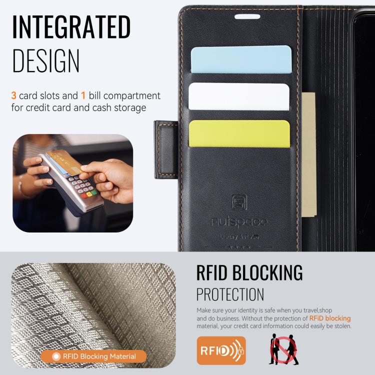 For Redmi Note 13 Pro 5G AutSpace A11 Side Buckle MagSafe Magnetic RFID Phone Leather Case