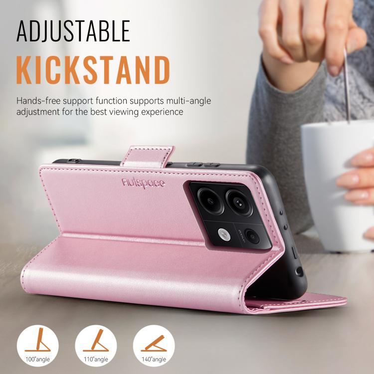 For Redmi Note 13 Pro 5G AutSpace A11 Side Buckle MagSafe Magnetic RFID Phone Leather Case