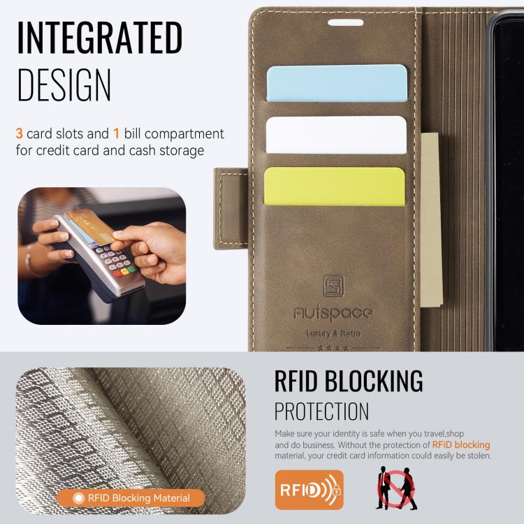 For Redmi Note 13 Pro 5G AutSpace A11 Side Buckle MagSafe Magnetic RFID Phone Leather Case
