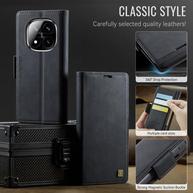 For Redmi Note 14 Pro 5G AutSpace A11 Side Buckle MagSafe Magnetic RFID Phone Leather Case