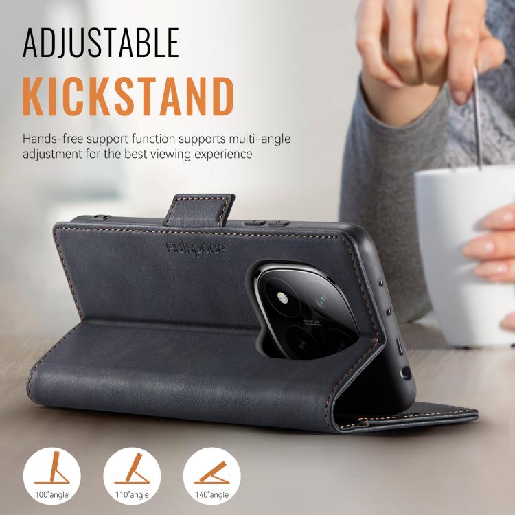 For Redmi Note 14 Pro 5G AutSpace A11 Side Buckle MagSafe Magnetic RFID Phone Leather Case