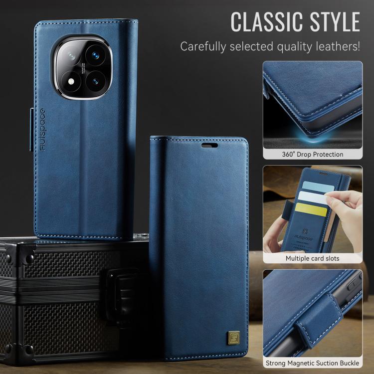 For Redmi Note 14 Pro 5G AutSpace A11 Side Buckle MagSafe Magnetic RFID Phone Leather Case