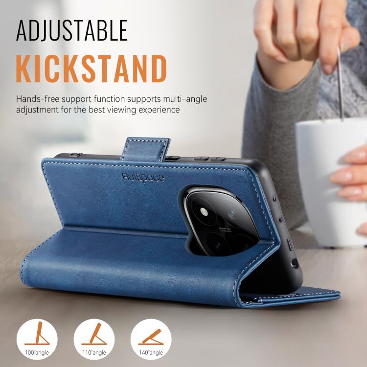 For Redmi Note 14 Pro 5G AutSpace A11 Side Buckle MagSafe Magnetic RFID Phone Leather Case