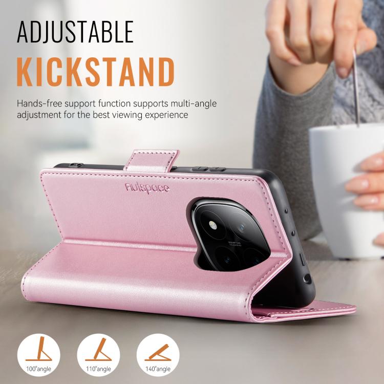For Redmi Note 14 Pro 5G AutSpace A11 Side Buckle MagSafe Magnetic RFID Phone Leather Case