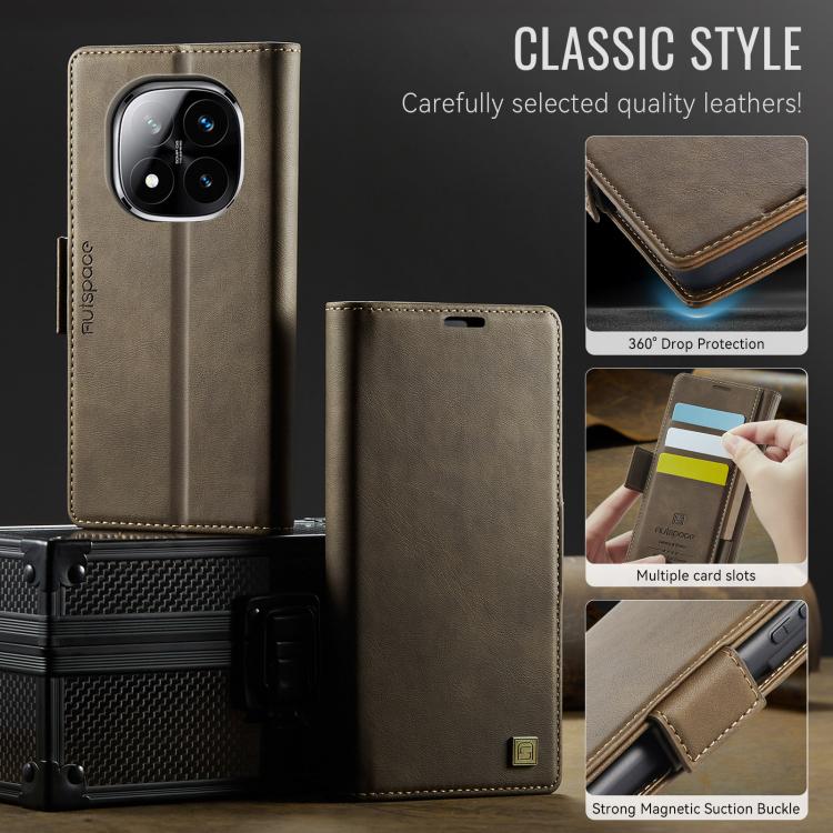 For Redmi Note 14 Pro 5G AutSpace A11 Side Buckle MagSafe Magnetic RFID Phone Leather Case