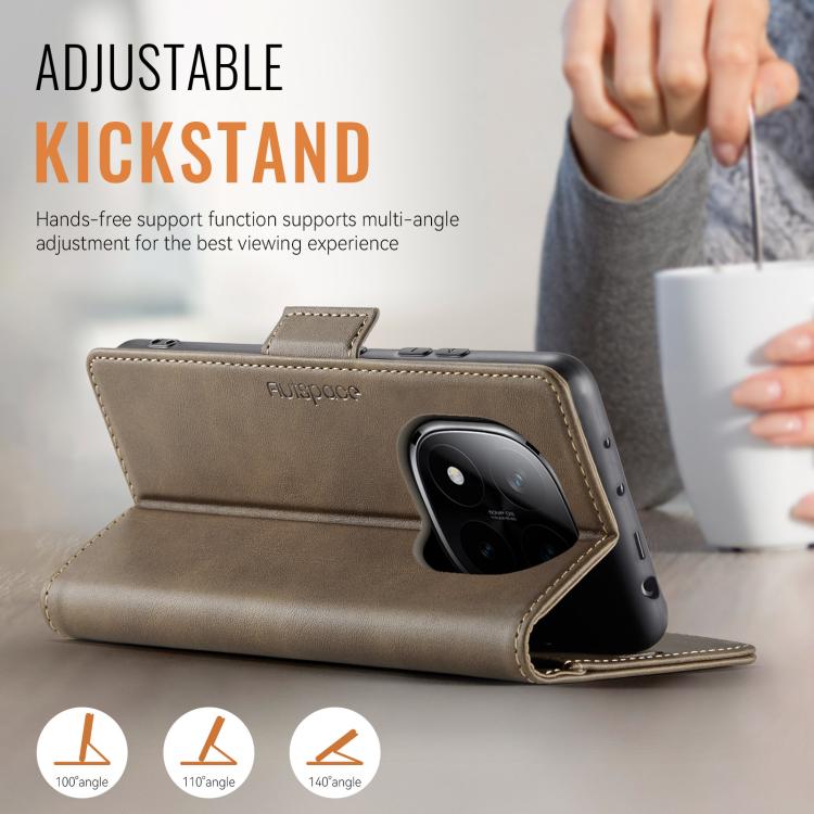 For Redmi Note 14 Pro 5G AutSpace A11 Side Buckle MagSafe Magnetic RFID Phone Leather Case