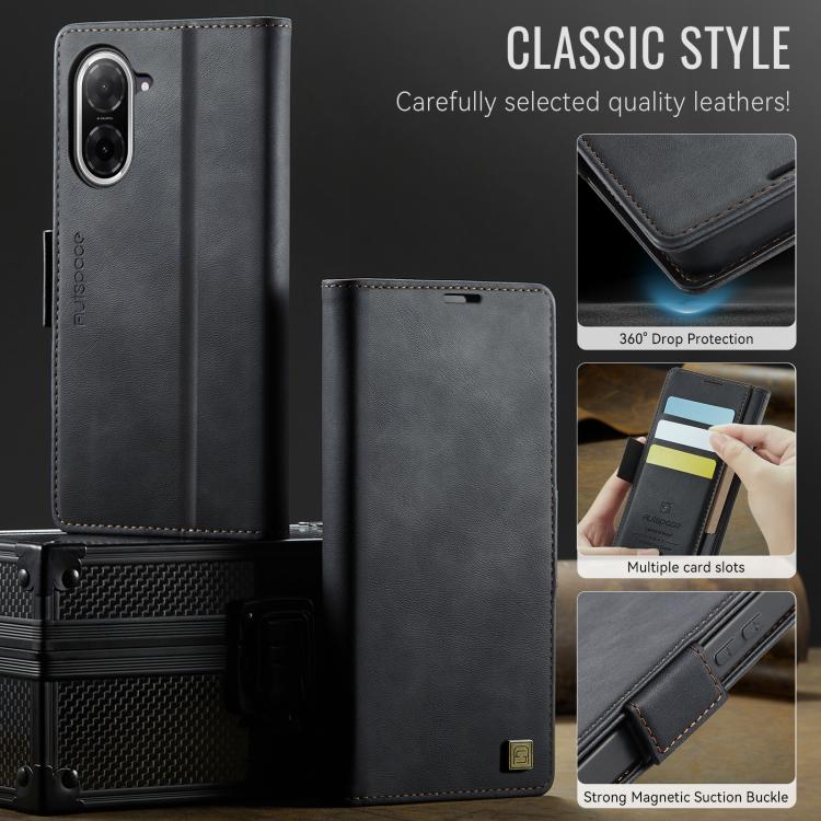 For Redmi A5 4G 173.3mm AutSpace A11 Side Buckle MagSafe Magnetic RFID Phone Leather Case