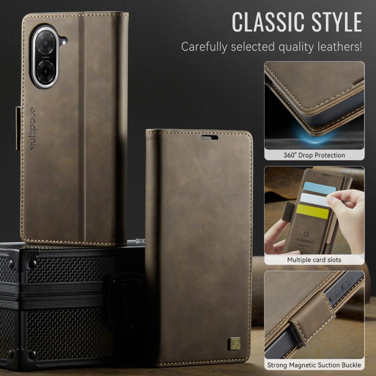 For Redmi A5 4G 173.3mm AutSpace A11 Side Buckle MagSafe Magnetic RFID Phone Leather Case