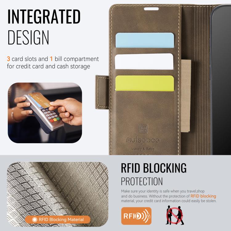 For Redmi A5 4G 173.3mm AutSpace A11 Side Buckle MagSafe Magnetic RFID Phone Leather Case