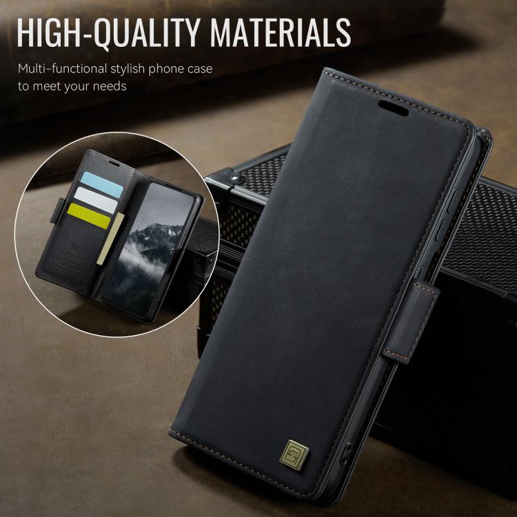 For Redmi Note 14 4G 164.84mm AutSpace A11 Side Buckle MagSafe Magnetic RFID Phone Leather Case