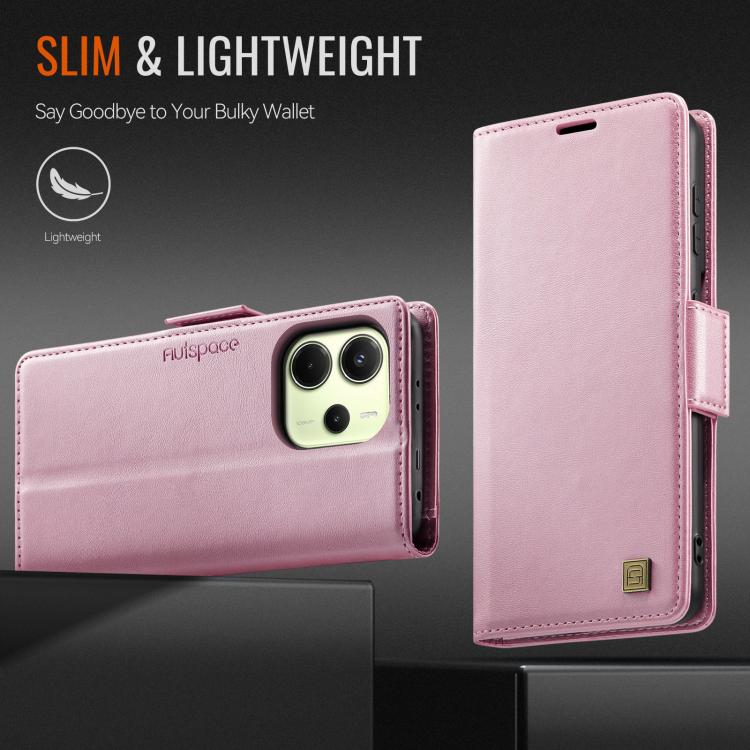 For Redmi Note 14 4G 164.84mm AutSpace A11 Side Buckle MagSafe Magnetic RFID Phone Leather Case