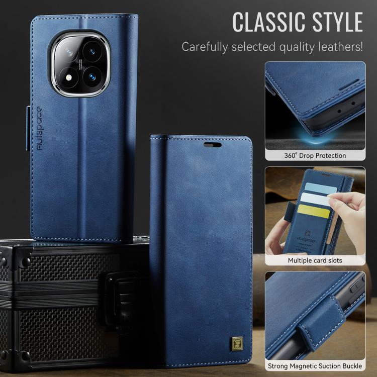 For Redmi Note 14 Pro 4G AutSpace A11 Side Buckle MagSafe Magnetic RFID Phone Leather Case