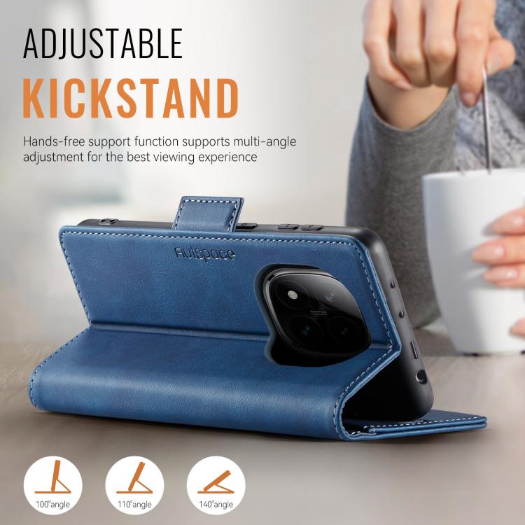For Redmi Note 14 Pro 4G AutSpace A11 Side Buckle MagSafe Magnetic RFID Phone Leather Case