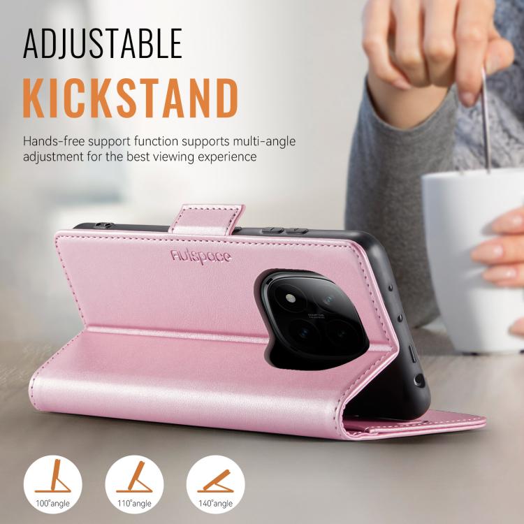 For Redmi Note 14 Pro 4G AutSpace A11 Side Buckle MagSafe Magnetic RFID Phone Leather Case