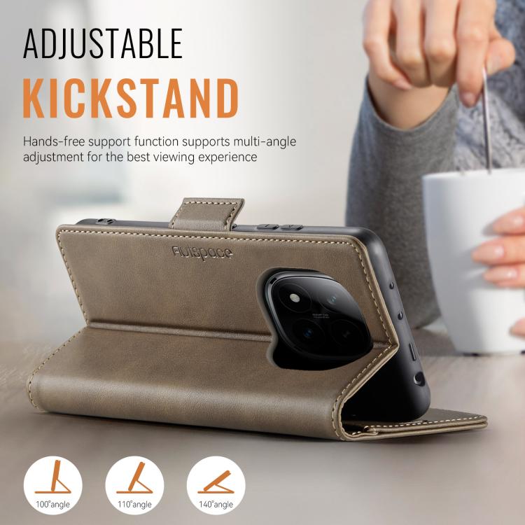 For Redmi Note 14 Pro 4G AutSpace A11 Side Buckle MagSafe Magnetic RFID Phone Leather Case