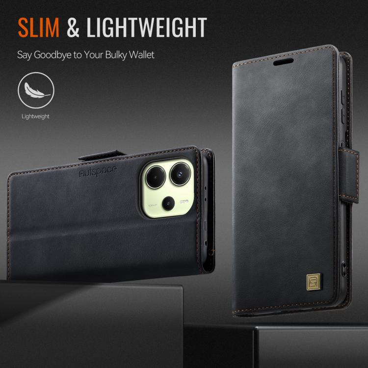 For Redmi Note 14 4G 163.25mm AutSpace A11 Side Buckle MagSafe Magnetic RFID Phone Leather Case