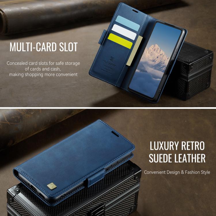 For Redmi Note 14 4G 163.25mm AutSpace A11 Side Buckle MagSafe Magnetic RFID Phone Leather Case