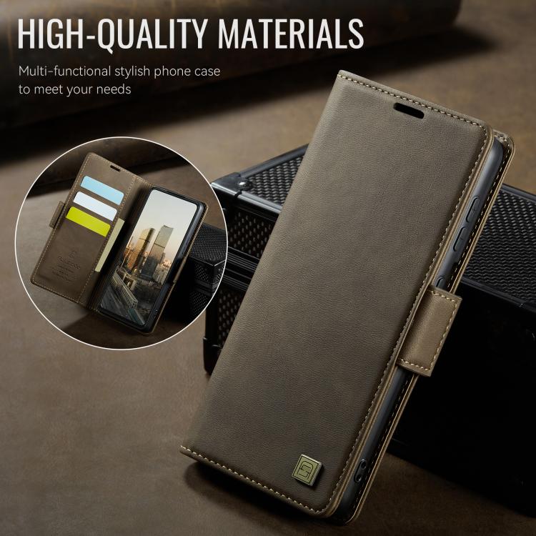 For Redmi Note 14 4G 163.25mm AutSpace A11 Side Buckle MagSafe Magnetic RFID Phone Leather Case