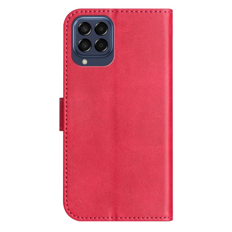 For Samsung Galaxy M33 Dual-Folded S-shape Leather Phone Case