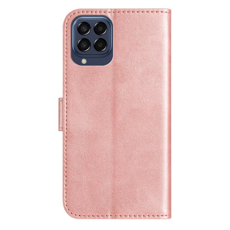 For Samsung Galaxy M33 Dual-Folded S-shape Leather Phone Case