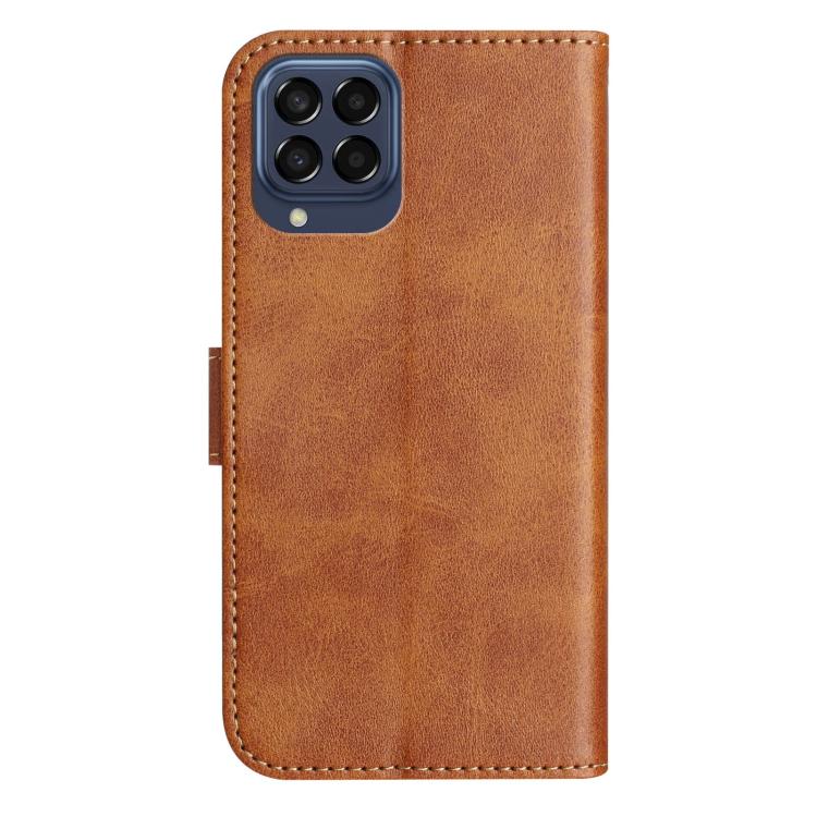 For Samsung Galaxy M53 Dual-Folded S-shape Leather Phone Case