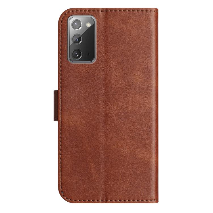 For Samsung Galaxy Note20 Dual-Folded S-shape Leather Phone Case
