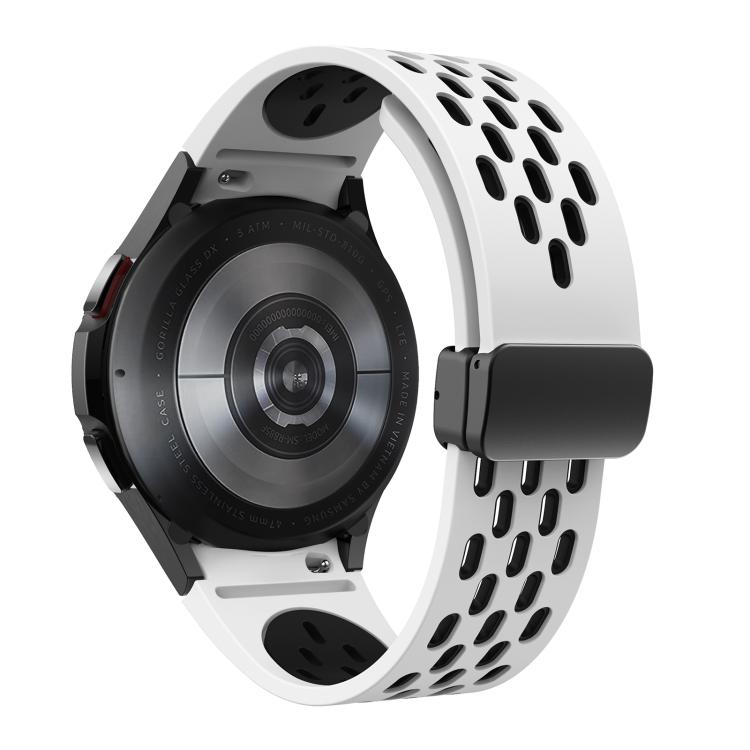For Samsung Galaxy Watch 4 / 5 / 6 Kalebol Two-color Mesh Magnetic Black Buckle Silicone Strap