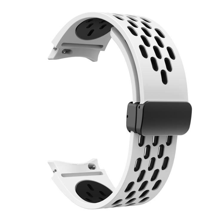 For Samsung Galaxy Watch 4 / 5 / 6 Kalebol Two-color Mesh Magnetic Black Buckle Silicone Strap