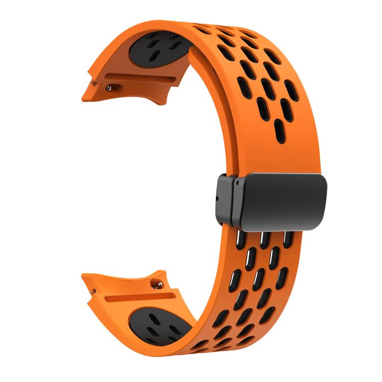 For Samsung Galaxy Watch 4 / 5 / 6 Kalebol Two-color Mesh Magnetic Black Buckle Silicone Strap
