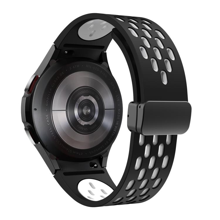 For Samsung Galaxy Watch 4 / 5 / 6 Kalebol Two-color Mesh Magnetic Black Buckle Silicone Strap