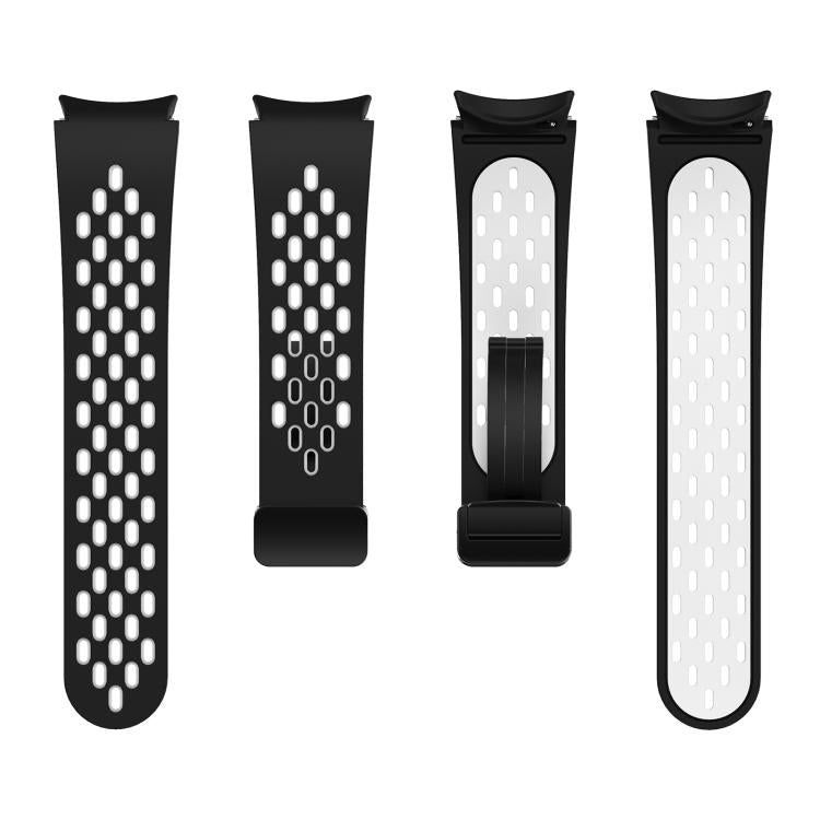 For Samsung Galaxy Watch 4 / 5 / 6 Kalebol Two-color Mesh Magnetic Black Buckle Silicone Strap